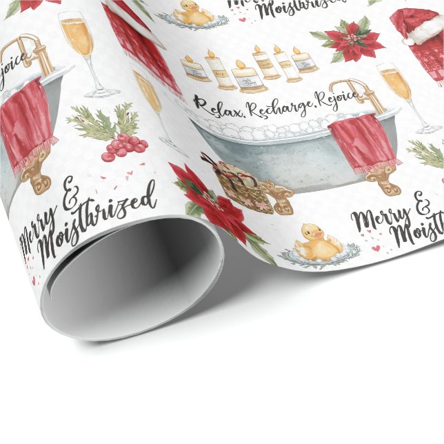 Papel De Presente Spa Natal temático para Amantes de Spa (Ponta do rolo)