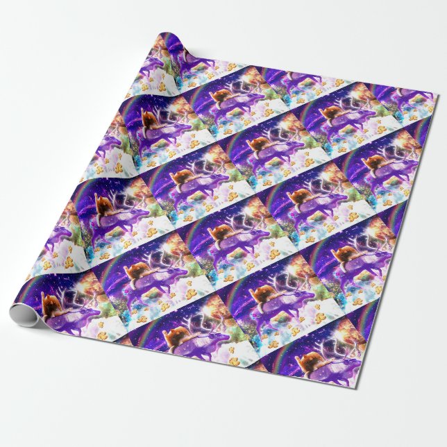 Papel De Presente Space cat licking itself (Desenrolado)
