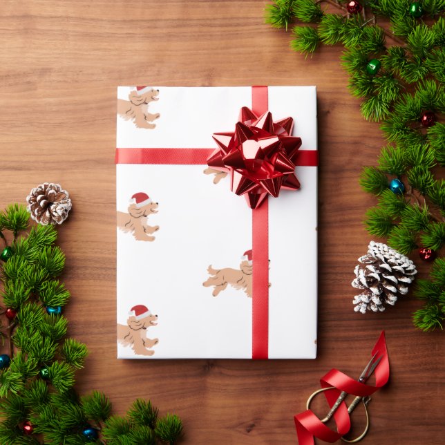 Papel De Presente Spaniel Dog Christmas  (Presente de Natal)