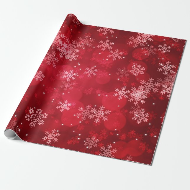 Papel De Presente Sparkles & flocos de neve do feriado do Natal (Desenrolado)