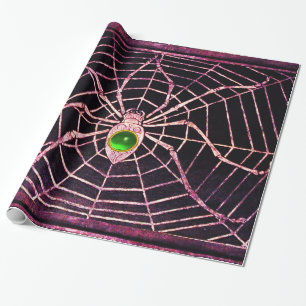 Papel De Presente SPIDER E WEB Green Emerald Gemstone Black