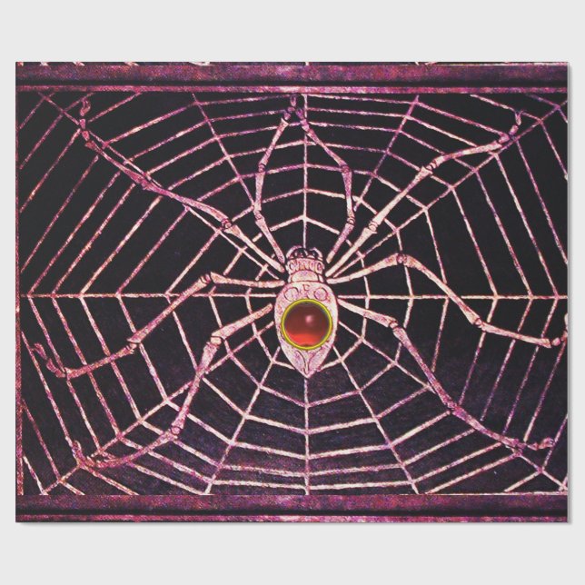 Papel De Presente SPIDER E WEB Red Ruby Gemstone Black (Aberto)