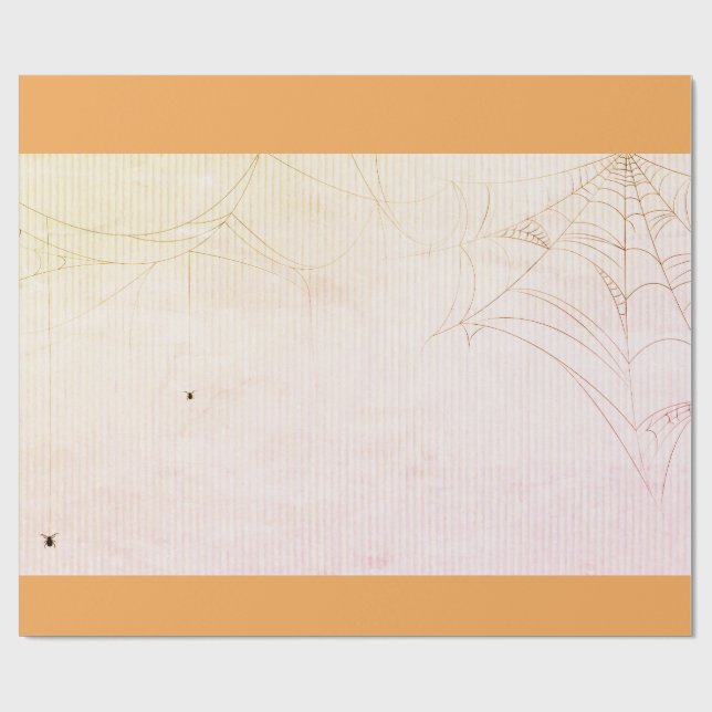 Papel De Presente SPIDER WEB ORANGE HALLOWEEN Wrappaper (Aberto)