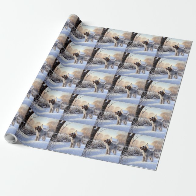 Papel De Presente Spinone Italiano Deixe Nevar Natal (Desenrolado)