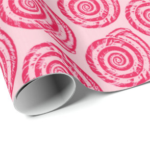 Papel De Presente Spiral Seashell Block Impressão, Coral Rosa e Fuch