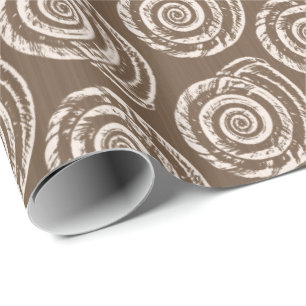 Papel De Presente Spiral Seashell Block Impressão, Taupe Tan e Cream