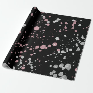 Papel De Presente Splatter cor-de-rosa & branco da pintura