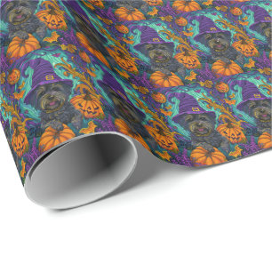 Papel De Presente Spookan Tibetan Terrier Dog Halloween Witch Pumpki