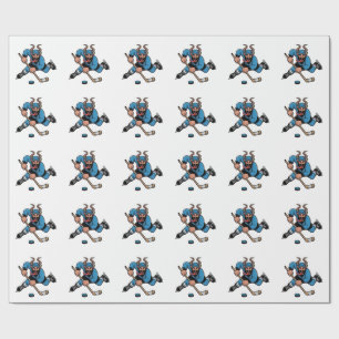 Papel De Presente Spooki Krampus Jogando Hóquei no Gelo