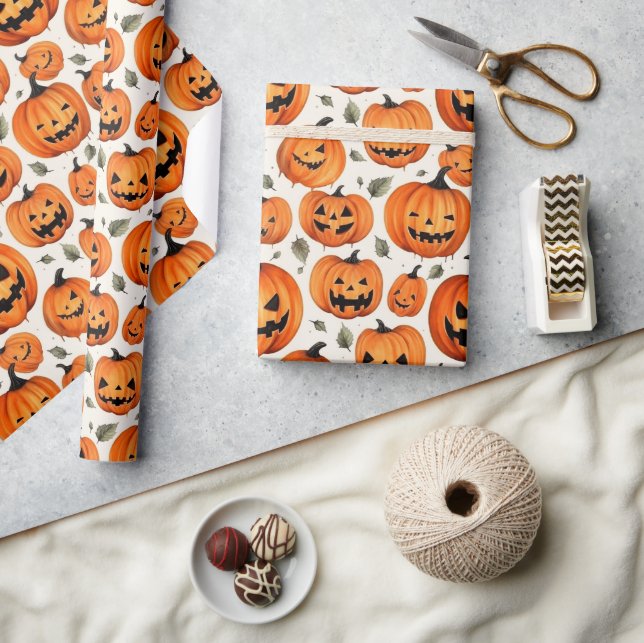 Papel De Presente "Spookie", "Pumpkins" e "Fall Leaves Halloween" (Artesanato)