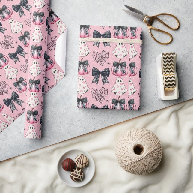 Papel De Presente Spooky Cute Happy Halloween  (Artesanato)