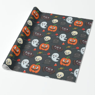 Papel De Presente Spooky Halloween Pattern
