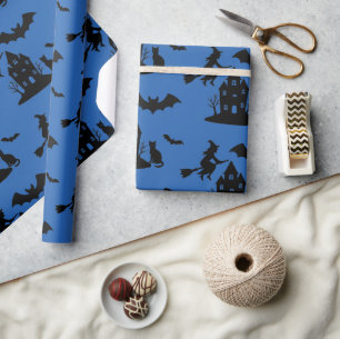 Papel De Presente Spooky Haunted House & Witch Silhouette