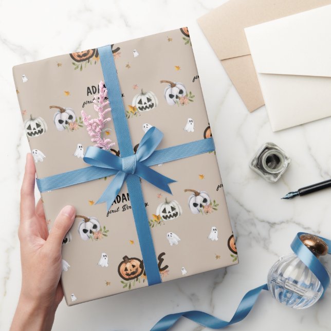 Papel De Presente Spooky Little Pumpkin First Birthday (Presentear)
