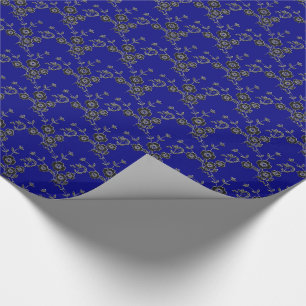 Papel De Presente Spray Floral, Estilo 1-PRATA e WRAP GIFT AZUL
