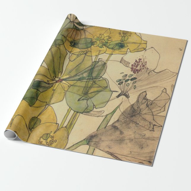Papel De Presente Spurge Com Yham Flowers Charles Rennie Mackintosh (Desenrolado)