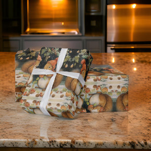 Papel De Presente Sqiurrels de Natal Compartilham Loucos Holly