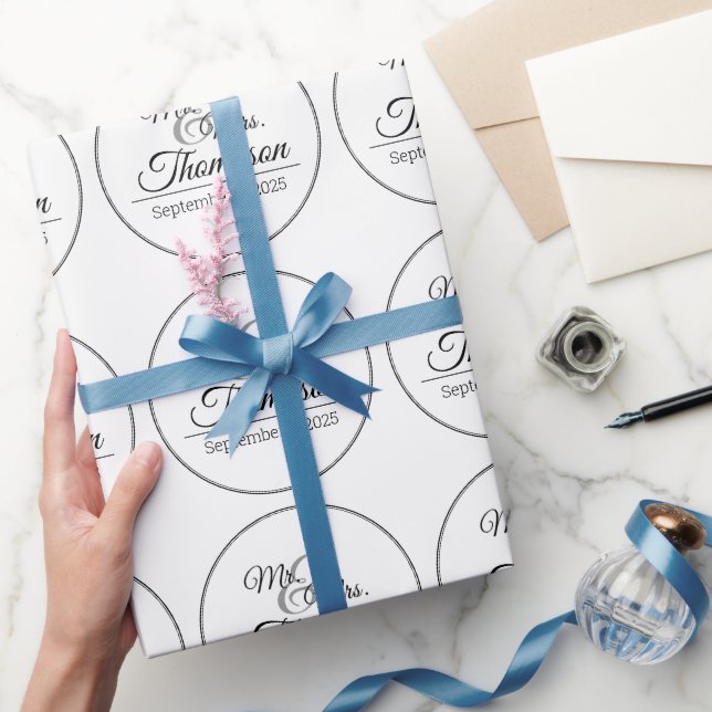 Papel De Presente Sr. Data de Celebração da & Sra. Wedding (Presentear)