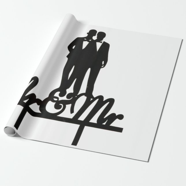 Papel De Presente Sr. e Sr. embrulho papel branco e preto (Desenrolado)