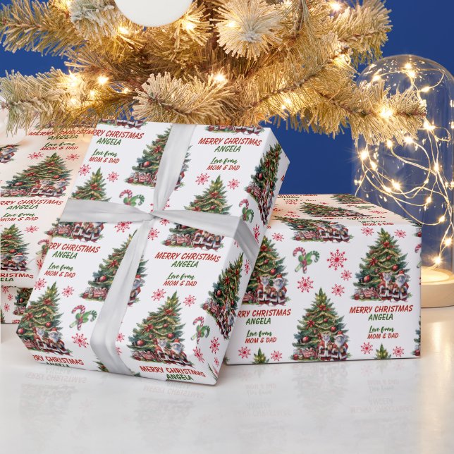 Papel De Presente Sr. e Sra. Mouse, Crianças de Árvore de Natal (Feriados)