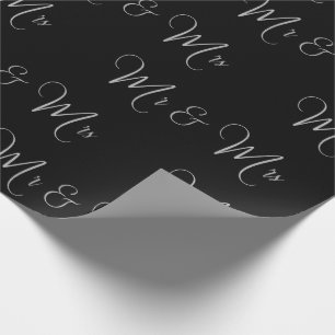 Papel De Presente Sr. e Sra. Script Black White Chic Gift