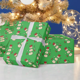 Papel De Presente Sr. Snowman sobre Kelly Green Christmas