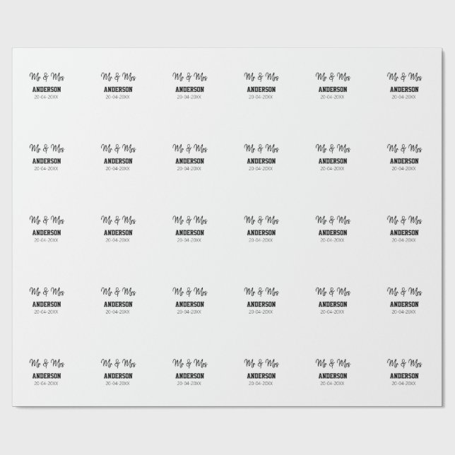 Papel De Presente Sr & Sra adicionar sobrenome data ano lembrança do (Aberto)