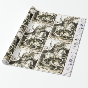 Papel De Presente ST GEORGE E DRAGÃO, branco preto