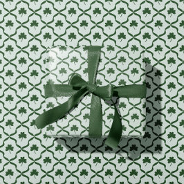 Papel De Presente St. Patrick's Day Classic Green Shamrock Lattice 