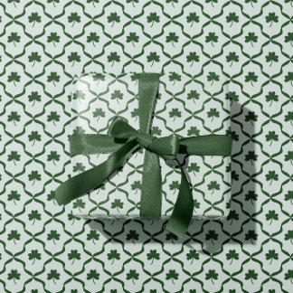 Papel De Presente St. Patrick's Day Classic Green Shamrock Lattice 