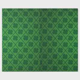 Papel De Presente St Patricks Lucky Quatro Padrões de Pano Verde Fol