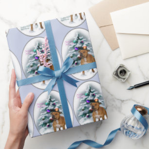 Papel De Presente Staffordshire Bull Terrier Christmas