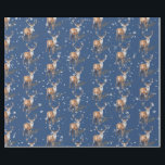 Papel De Presente Stag Reindeer First Snowfall Christmas Blue<br><div class="desc">Um papel de embrulho de férias com rena de marca pintada com aquarelas com sua sombra com neve levemente caindo em um padrão repetido.</div>