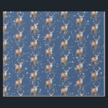 Papel De Presente Stag Reindeer First Snowfall Christmas Blue<br><div class="desc">Um papel de embrulho de férias com rena de marca pintada com aquarelas com sua sombra com neve levemente caindo em um padrão repetido.</div>
