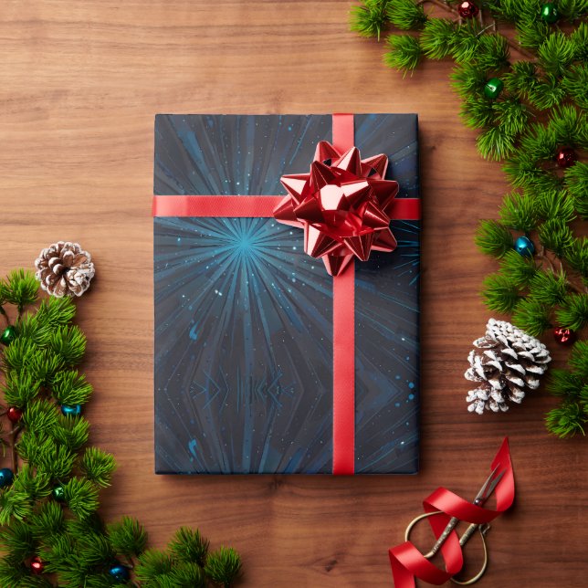 Papel De Presente Starburst Azul (Presente de Natal)