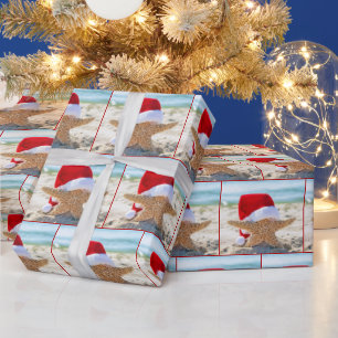 Papel De Presente Starfish De Natal Em Areia