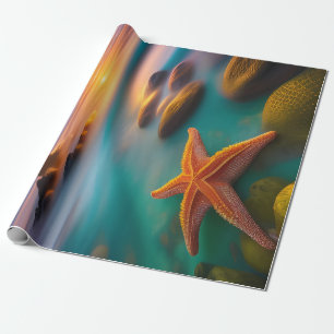 Papel De Presente Starfish na praia no Dawn