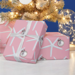 Papel De Presente Starfish Padrão Pink Christmas Gift Wrap