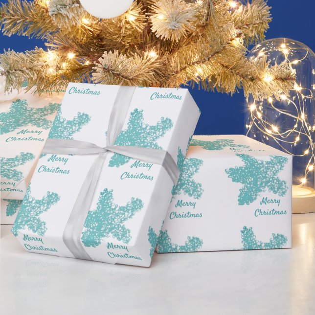 Papel De Presente Starfish Padrões Teal Aqua Feliz Trendência de Nat (Feriados)