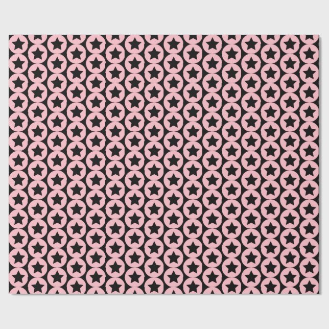 Papel De Presente "Starry Chic Pink & Black Gift Wrap" (Aberto)