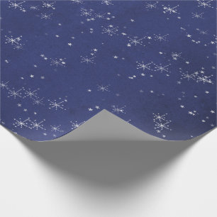 Papel De Presente Starry Night Blue Marinho Cinza Silver Confetti De