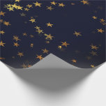 Papel De Presente Starry Night Blue Marinho Forest Dourado Confetti<br><div class="desc">florenceK design Delicar papel de embrulhamento de florestas estreladas de madeira.</div>
