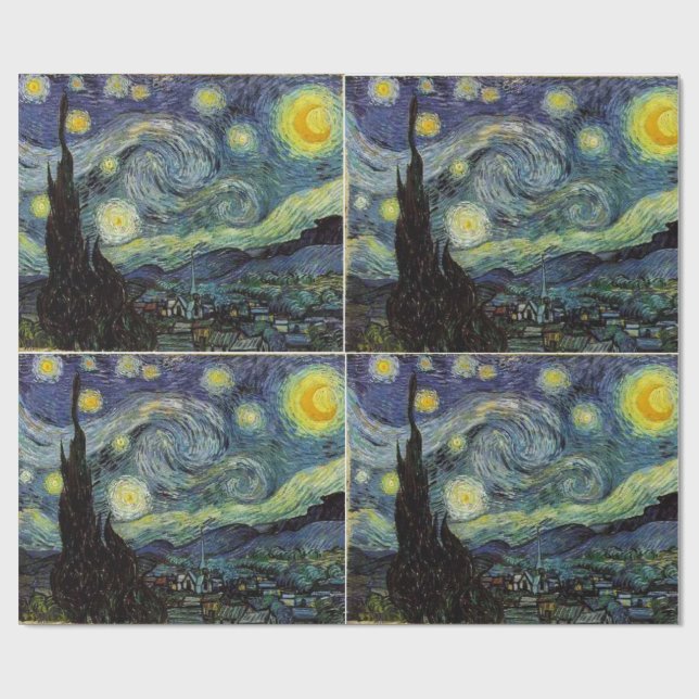 Papel De Presente Starry Night por Vincent van Gogh. (Aberto)