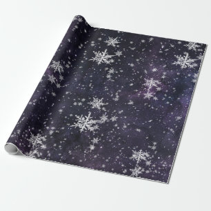 Papel De Presente Starry Night Sky Fallen Fallen Flocos de Neve