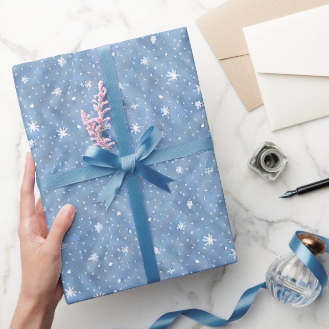 Papel De Presente Starry Snowflake - Serenity Winter Wrappaper (Presentear)