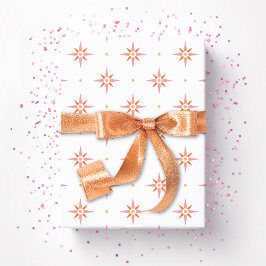 Papel De Presente Stars and Dots in Pink and Orange
