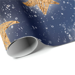Papel De Presente Stars Galaxy Sky Marinho Blue Night Copper Rico Do