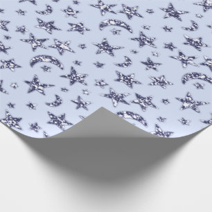 Papel De Presente Stars Lua Azul Pastel Celestial Spark Boy