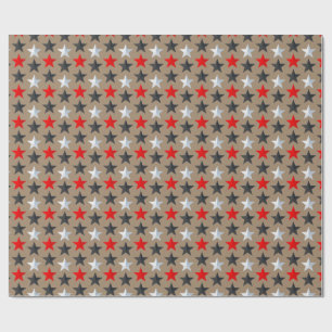 Papel De Presente Stars Russo Kraft Negro Brilhante Vermelho Silver