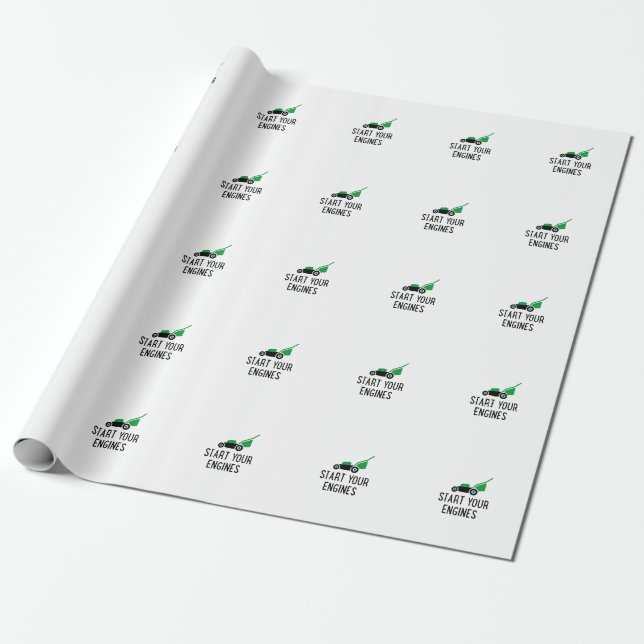Papel De Presente Start your Engines Lawn Mower (Desenrolado)
